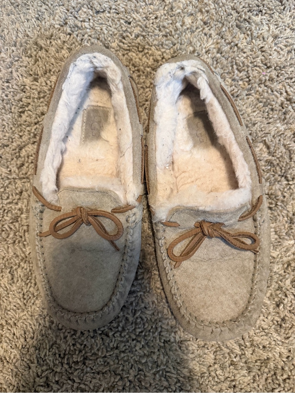 UGG Women's Light Gray Suede Moccasin Slippers